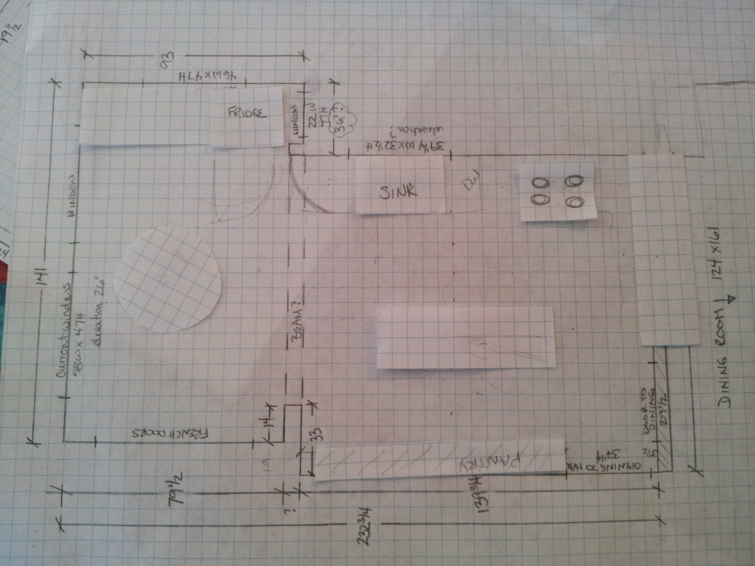 Kitchen layout on grid paper