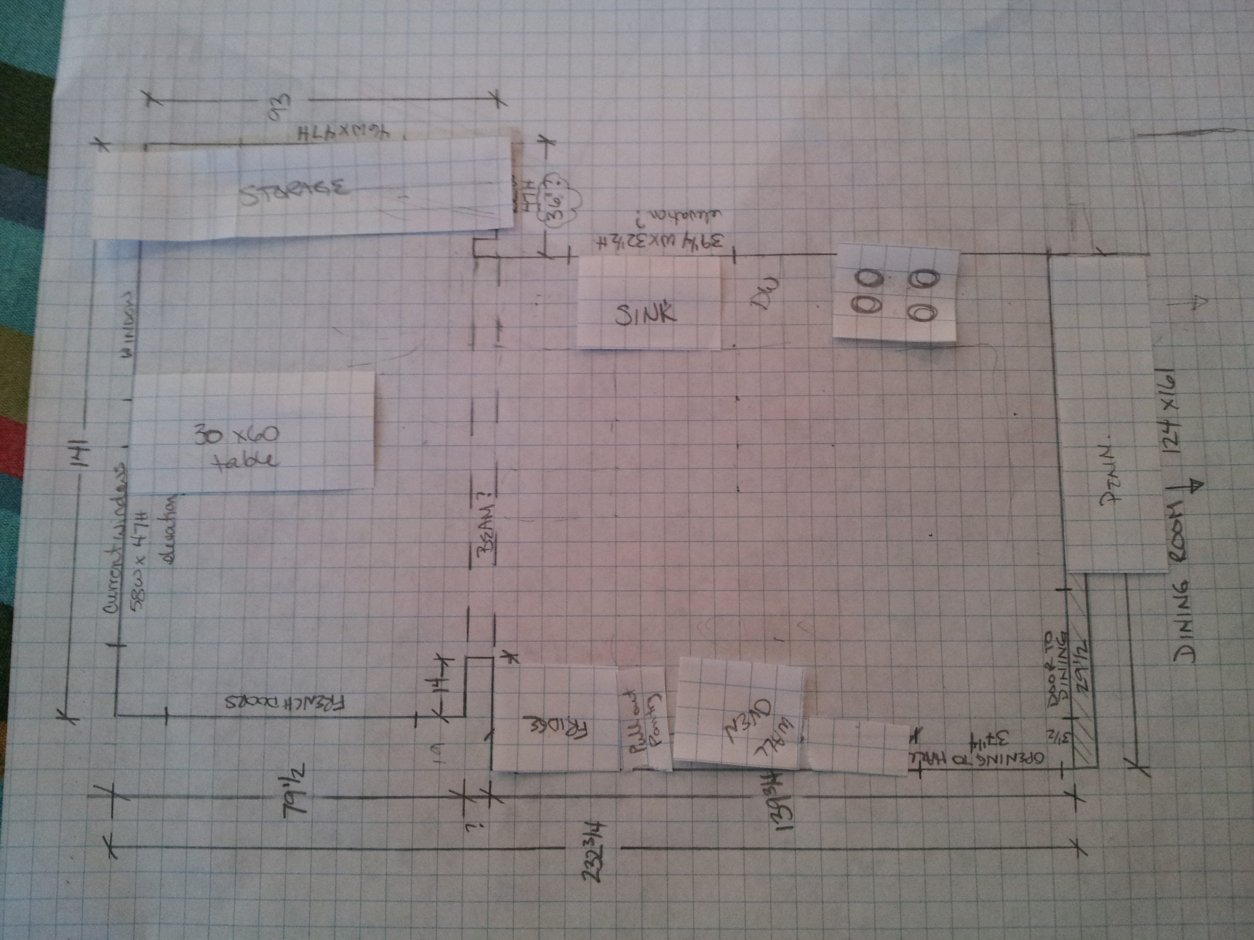 Kitchen layout on grid paper