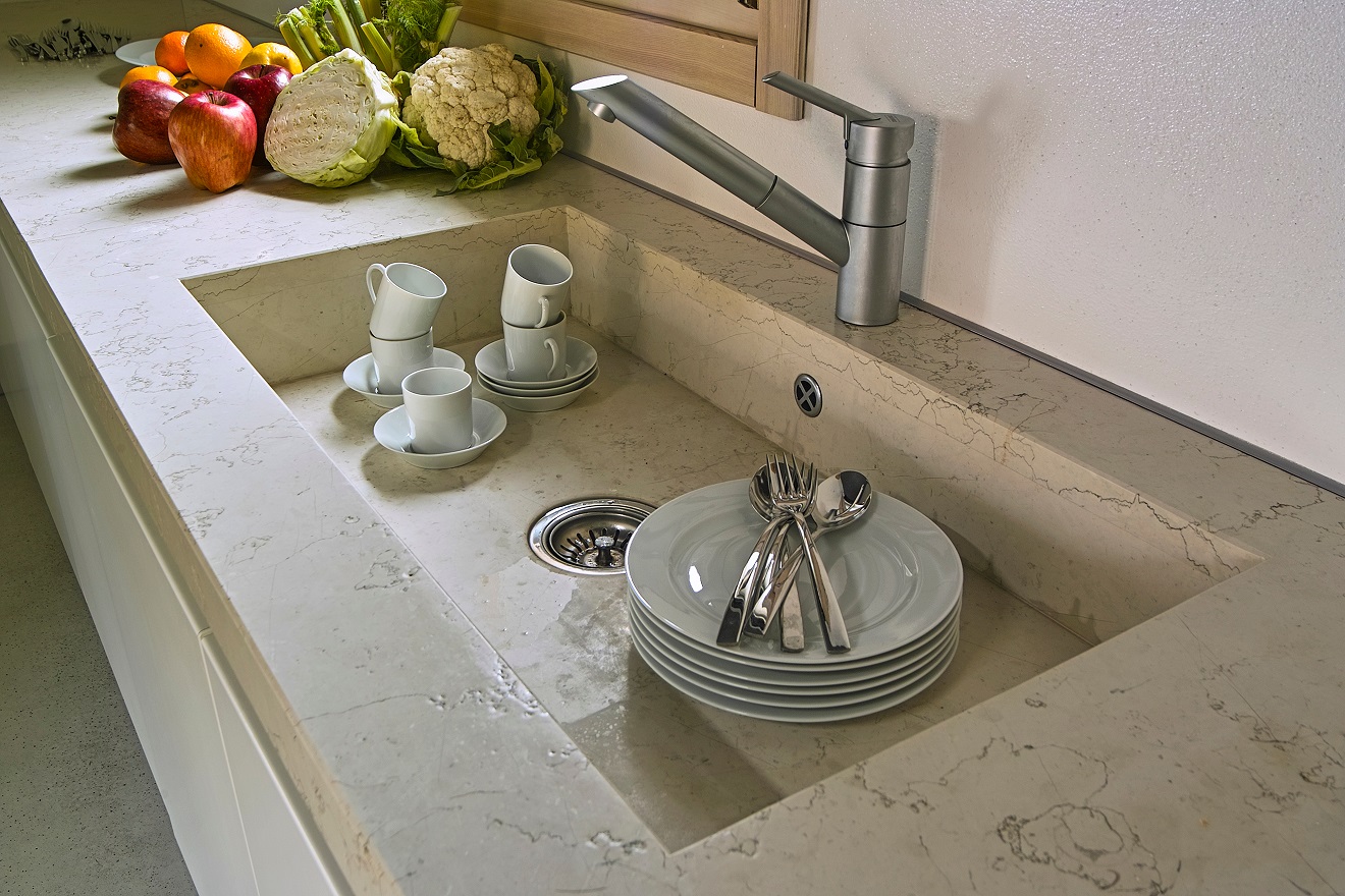 integrated marble kitchen sink